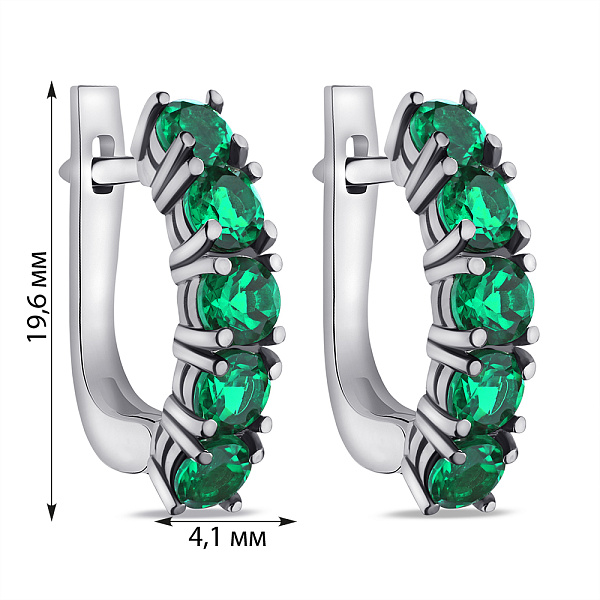 Серьги из серебра с зеленым кварцем  (арт. 7502/2291Пкз) – изображение 2