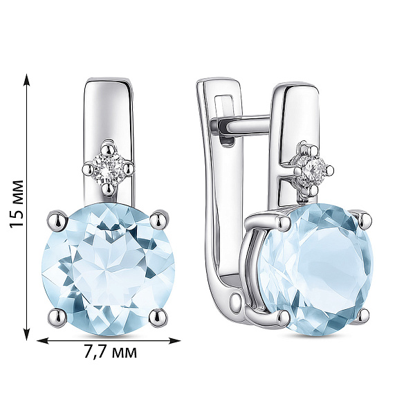 Срібні сережки з топазом та фіанітом (арт. 7502/2089414Пг) – зображення 2