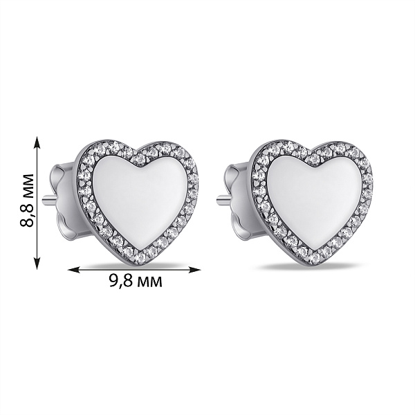 Серебряные серьги Сердце с фианитами (арт. 7518/6934) – изображение 2