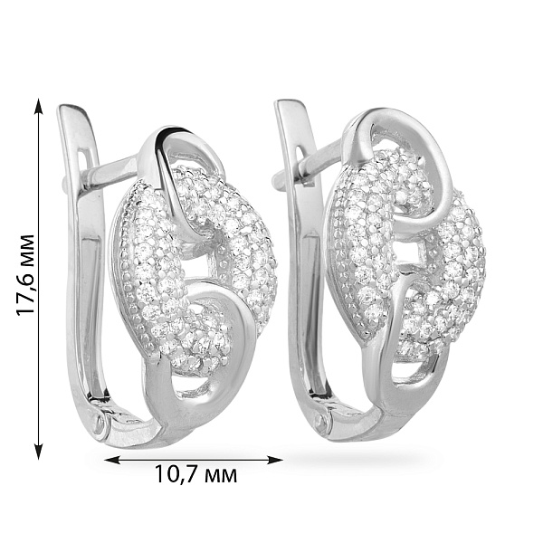 Сережки зі срібла з фіанітами  (арт. Х110347) – зображення 2