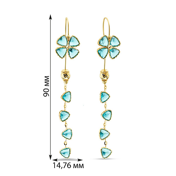 Золотые серьги с подвесками Francelli (арт. 106837жг) – изображение 2