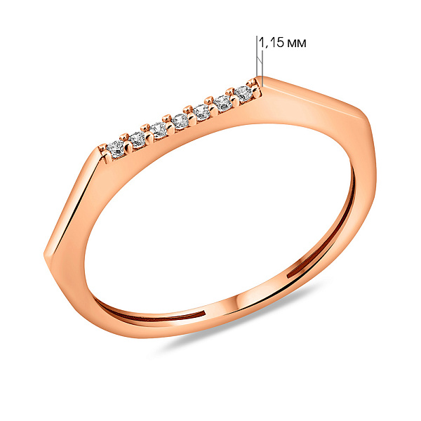 Золотое тонкое кольцо с фианитами (арт. 155230) – изображение 5