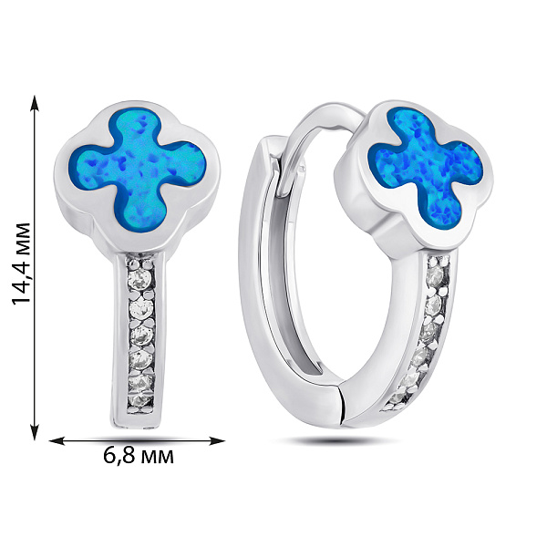 Серебряные серьги-кольца с опалом (арт. 7502/9917/15Пос) – изображение 2
