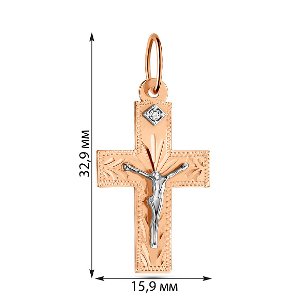 Крестик из красного золота (арт. 500546) – изображение 3
