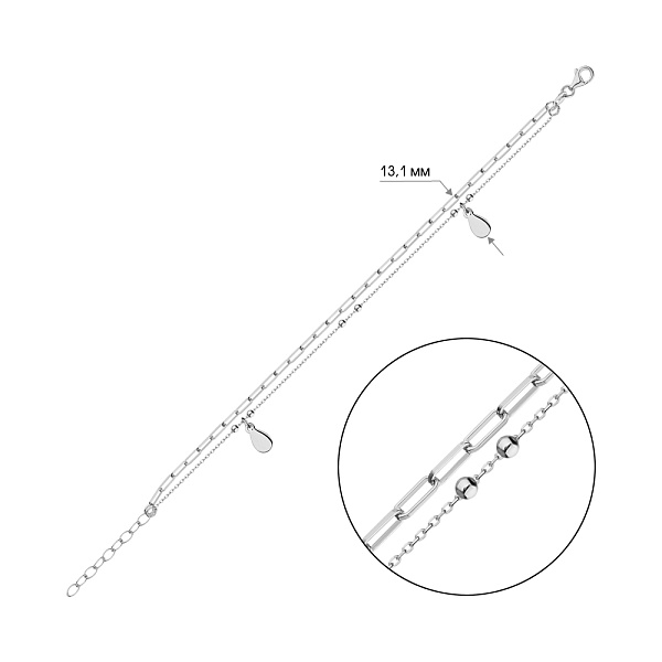 Двойной браслет из серебра с подвесками (арт. 7509/3630) – изображение 2