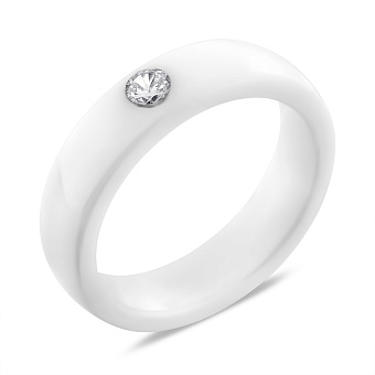 Фото Керамічна каблучка з фіанітом (арт. К2ФК1/4057-19,5)