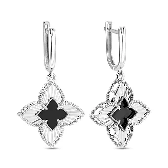 Золоті сережки з оніксом (арт. 111341бо)