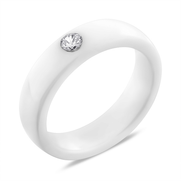 Керамическое кольцо с фианитом (арт. К2ФК1/4057-19,5) – изображение 1