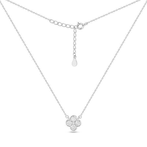 Серебряное колье с подвеской клевер с фианитами (арт. 7507/2630) – изображение 2