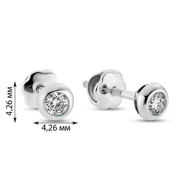 Золотые серьги пусеты с бриллиантами (арт. С341098015б) – изображение 4