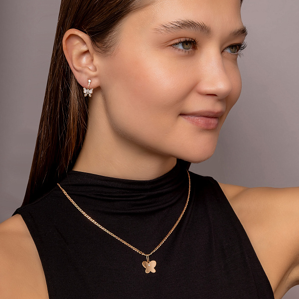 Золотой подвес Бабочка с одним фианитом (арт. 424495) – изображение 3