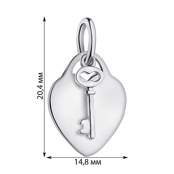 Серебряный кулон Ключ от сердца (арт. 7503/П2/2004) – изображение 2