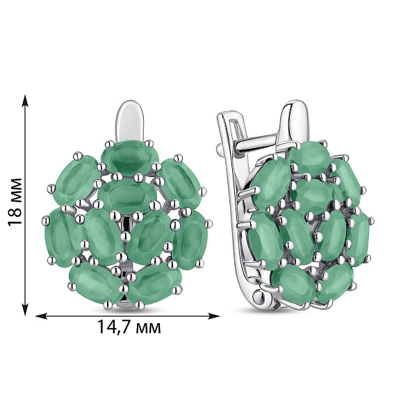 Срібні сережки зі смарагдами (арт. 7502/2042389Изм) – зображення 2