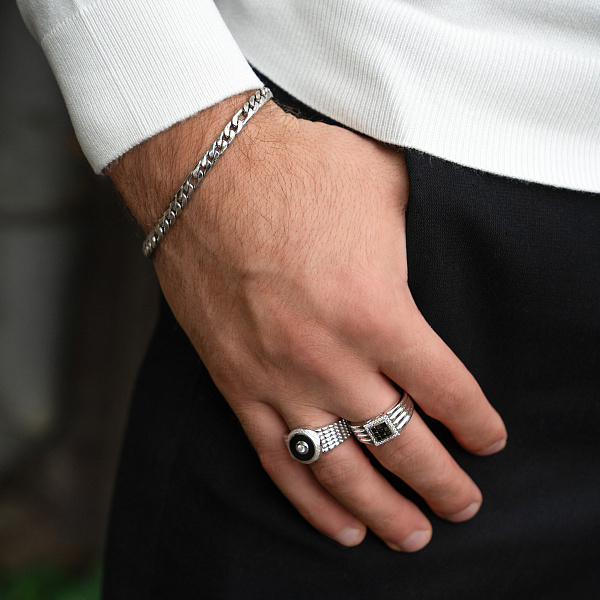 Перстень з білого золота з діамантом та емаллю (арт. К170074010б) – зображення 2