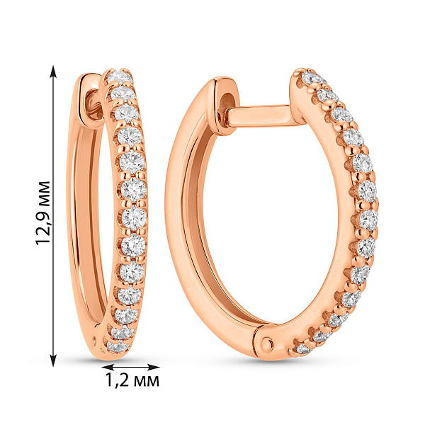 Золоті сережки кільця з діамантами (арт. С011816010) – зображення 3