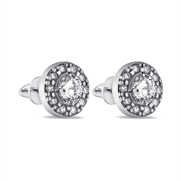 Серебряные серьги-пусеты с фианитами (арт. 7518/028сю) – изображение 1