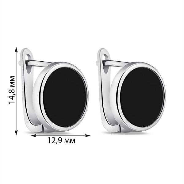 Серебряные серьги с ониксом  (арт. 7502/9600о) – изображение 2
