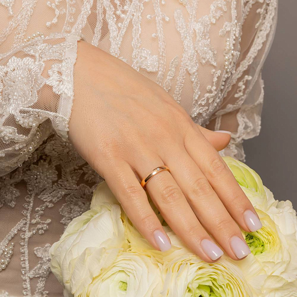 Обручка Європейка з червоного золота з діамантом (арт. К239207) – зображення 2