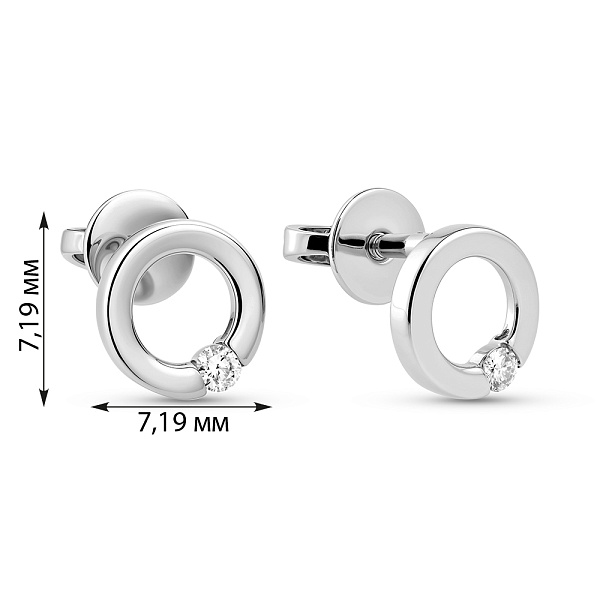 Сережки-пусети з білого золота з діамантами (арт. Т011144005б) – зображення 4