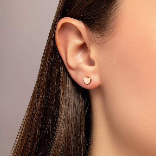 Золоті сережки-пусети «Сердечка» (арт. 110618) – зображення 2