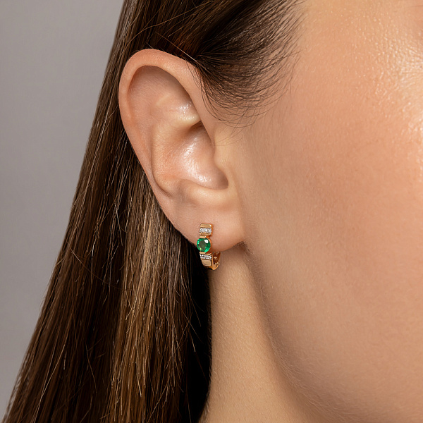 Сережки з золота зі смарагдом і діамантами  (арт. С011067и) – зображення 2