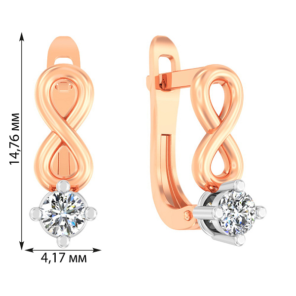 Золотые серьги «Бесконечность» с фианитом (арт. 110564) – изображение 3
