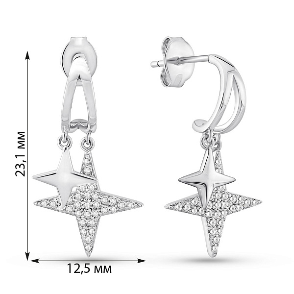 Серебряные серьги Звездочки с фианитами (арт. 7518/6986) – изображение 2
