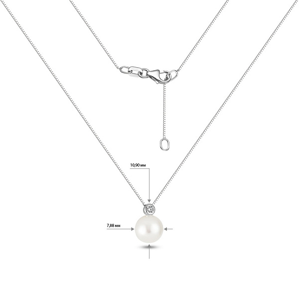 Золотое колье с жемчугом и фианитом (арт. 350728бпрлб) – изображение 4