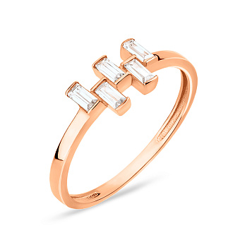 Кольцо из красного золота с фианитами (арт. 155579)