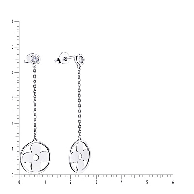 Серебряные серьги с подвесками и фианитами (арт. 7518/5125)