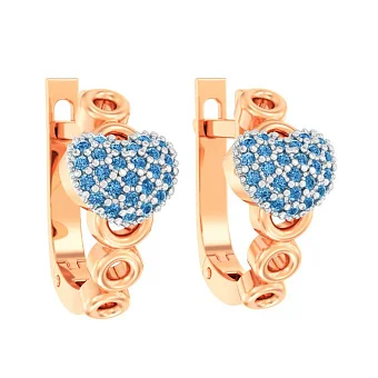 Золоті дитячі сережки з блакитними фіанітами  (арт. 110486г)