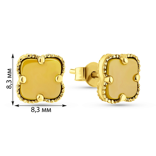 Сережки-пусети з жовтого золота з оніксом (арт. 104811/8жож) – зображення 2