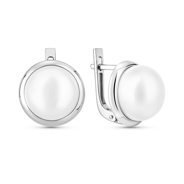Сережки з білого золота з перлами (арт. 115900б) – зображення 1