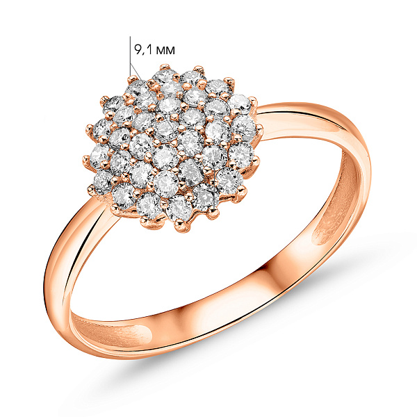 Золота каблучка з діамантами (арт. 1191504201) – зображення 3