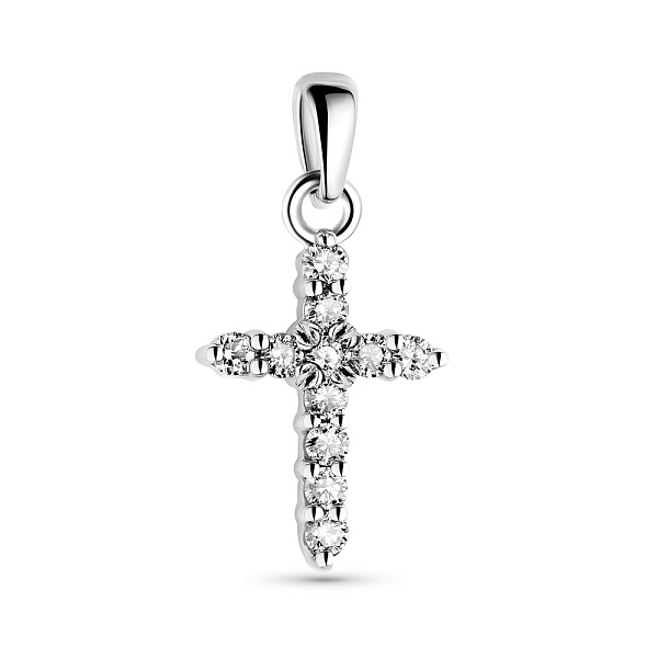 Крестик из белого золота с бриллиантами  (арт. 3100785202) – изображение 1