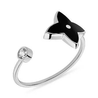 Каблучка з білого золота з фіанітами і емаллю (арт. 1542120беч)