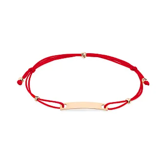 Браслет на червоній нитці з золотою пластиною (арт. 340007к)