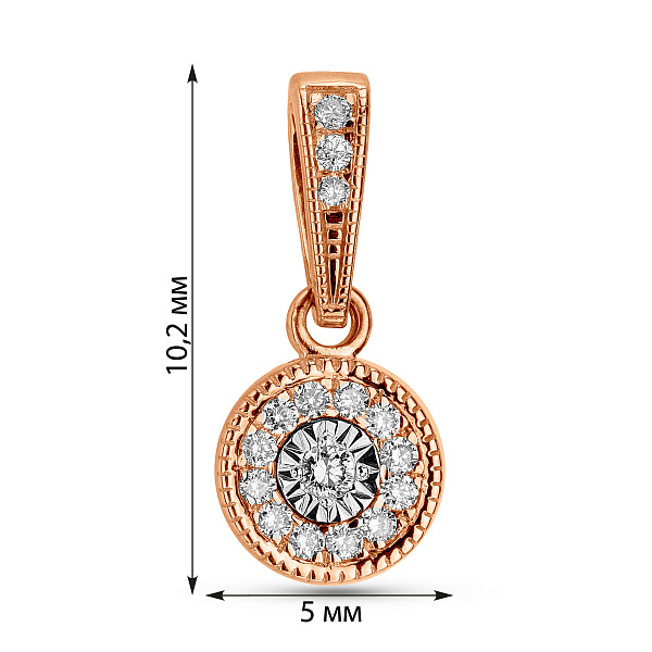 Кулон из красного золота с бриллиантами (арт. П011664005) – изображение 2