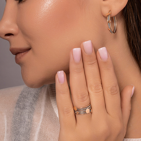 Многослойное кольцо из красного и белого золота (арт. 141319) – изображение 6