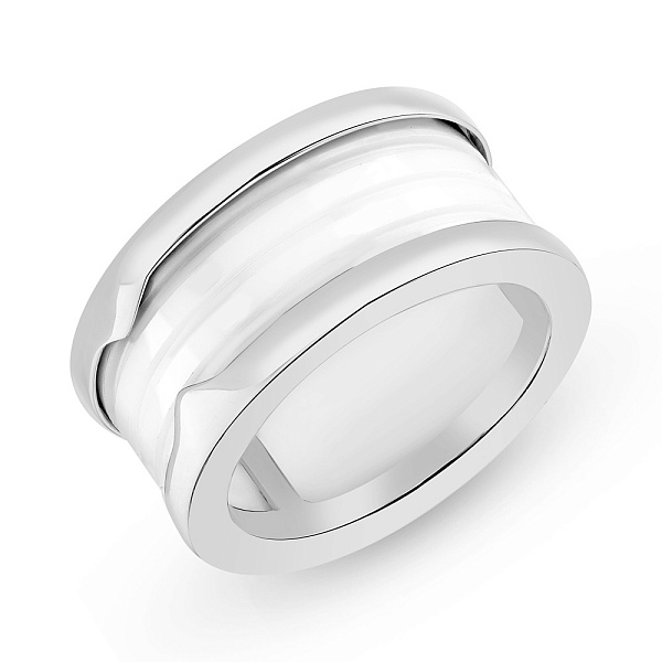 Широкое кольцо из белого золота с керамикой (арт. 155447бкмб) – изображение 1