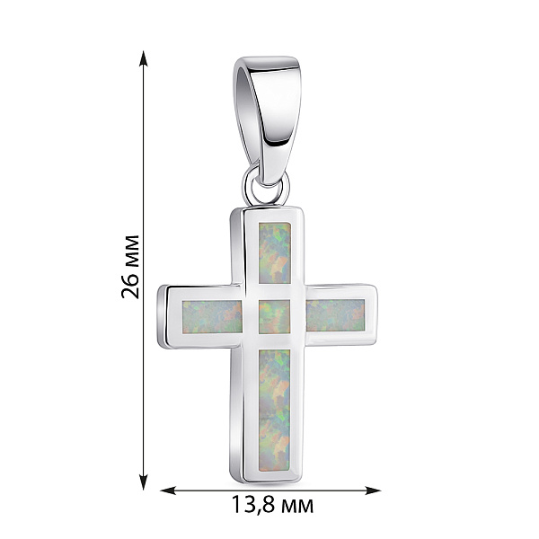 Серебряный подвес Крестик с опалом (арт. 7503/4413Поб) – изображение 2