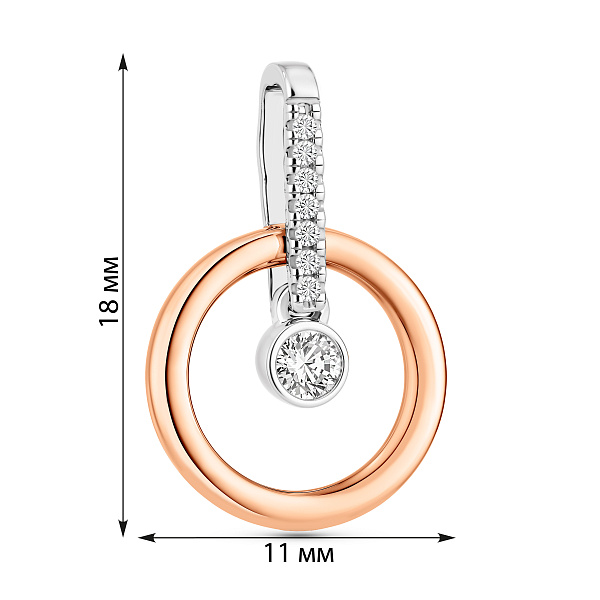 Підвіска з червоного та білого золота з фіанітами (арт. 440522) – зображення 3
