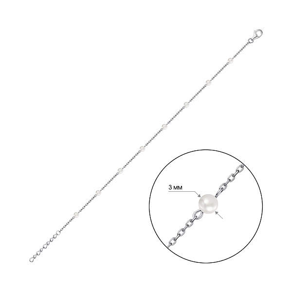 Браслет из серебра с жемчугом (арт. 7509/3704жб) – изображение 2