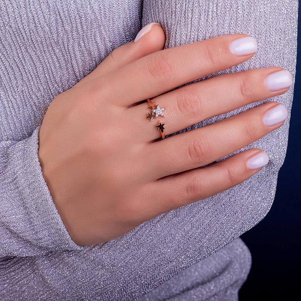 Золотое кольцо с фианитами (арт. 141269) – изображение 5