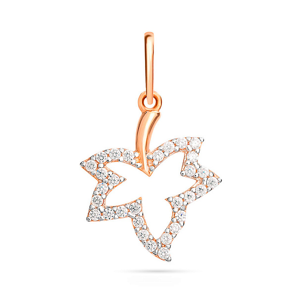 Золотая подвеска Листочек с фианитами (арт. 422330) – изображение 1