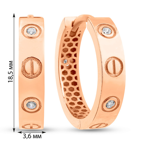 Сережки-кільця з червоного золота (арт. 1091642/20) – зображення 4