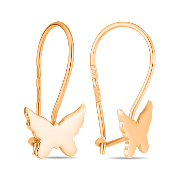Детские серьги «Бабочки» из красного золота (арт. 105459) – изображение 1