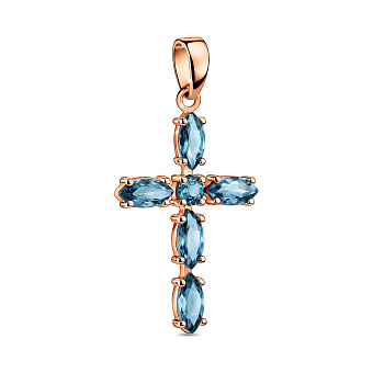 Фото Золотой крестик с топазом  (арт. 440918Пл)