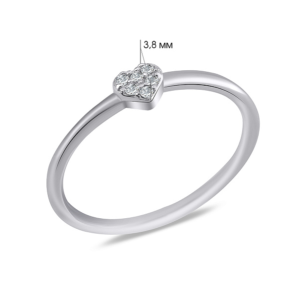 Серебряное кольцо Сердечко с фианитами (арт. 7501/7066) – изображение 2