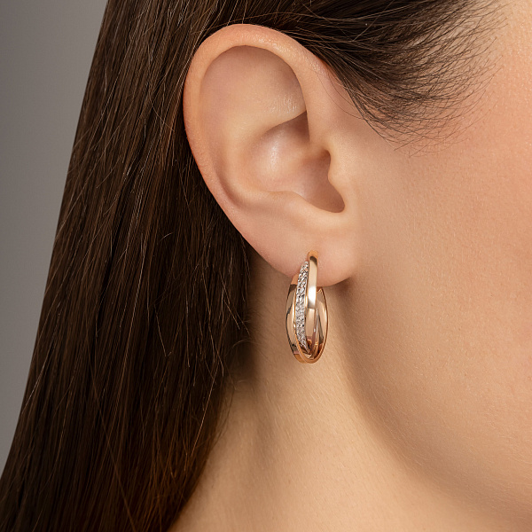 Серьги-кольца из комбинированного золота (арт. 104963/30кб) – изображение 2